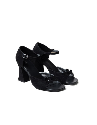 BLACK SUEDE HEEL FLOR