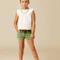 GREEN DENIM SHORTS