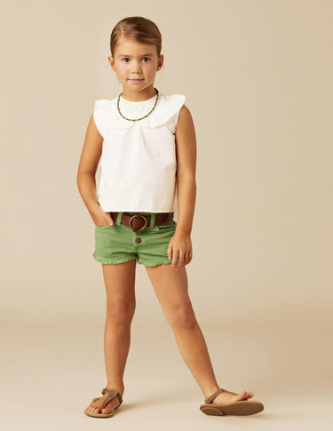 GREEN DENIM SHORTS