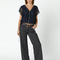 DENIM STUD BELT LOOP ANTHRACITE