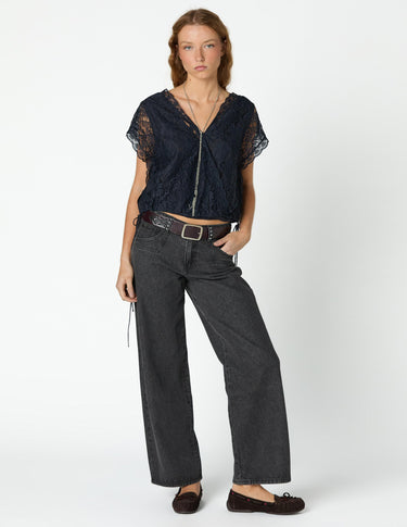 DENIM STUD BELT LOOP ANTHRACITE