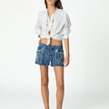 SHORT FRINGED BLUE DENIM