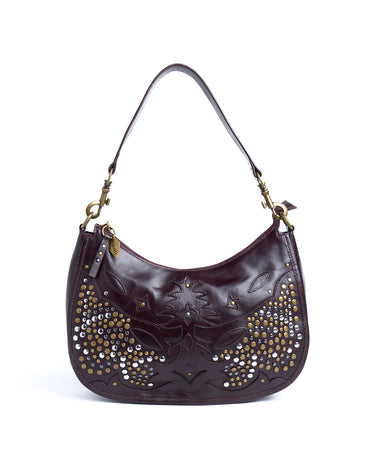BROWN STUDS PATTERN HANDBAG