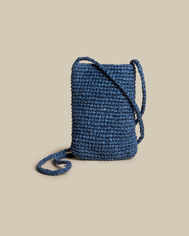 BLUE RAFFIA SHOULDER BAG