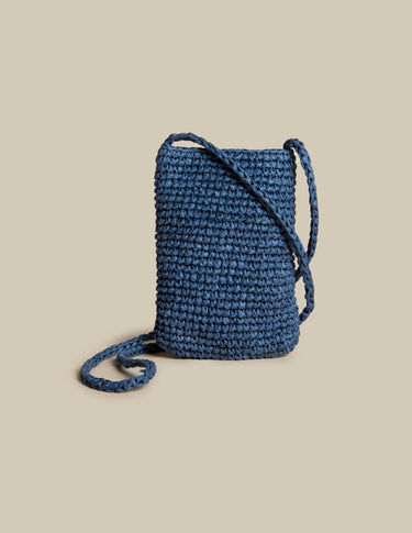 BLUE RAFFIA SHOULDER BAG