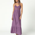 PURPLE DRAWSTRING STRAP DRESS