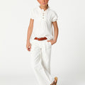White wide leg denim trousers