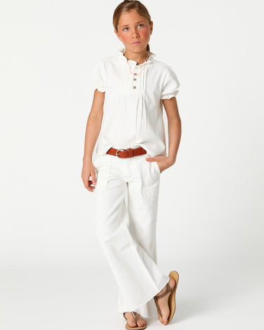 White wide leg denim trousers