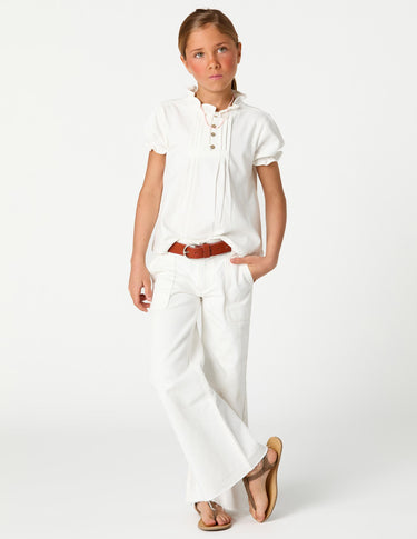 White wide leg denim trousers