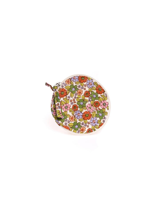 ROUND PURSE DITSY PINK PRINT