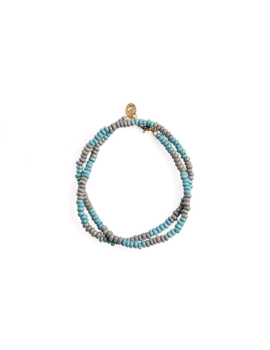 SHORT NECKLACE MIXED GREY/POND BEADS