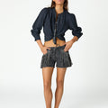 SHORT FRINGED DENIM ANTHRACITE
