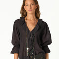 RUFFLED GATHERED ANTHRACITE SHIRT