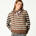 KNITTED STRIPED JACKET BROWN