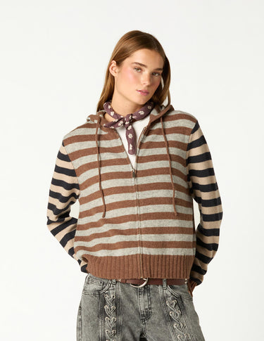 CHAQUETA PUNTO RAYA BROWN
