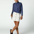 RAW DENIM BUTTON-UP SKIRT
