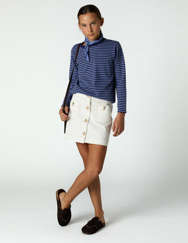 RAW DENIM BUTTON-UP SKIRT