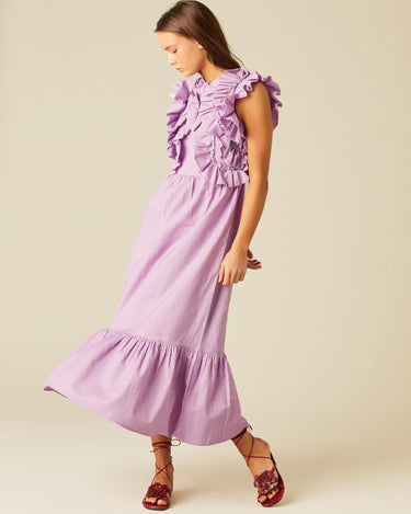 VESTIDO VOLANTES LILA