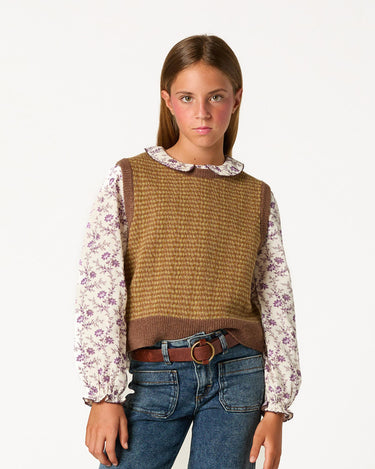 CHALECO PUNTO MIX MARRON