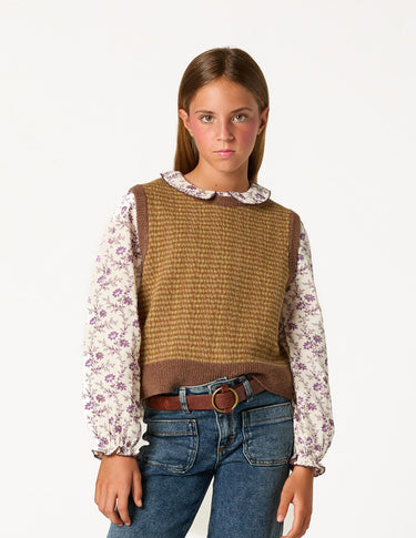 CHALECO PUNTO MIX MARRON