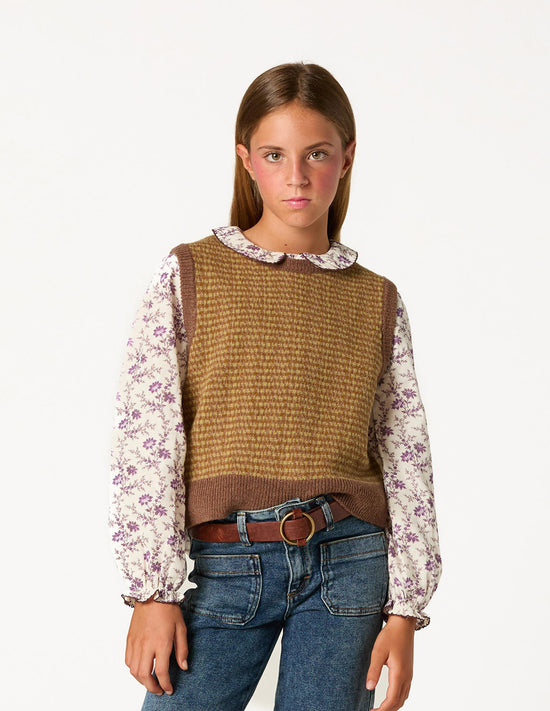 CHALECO PUNTO MIX MARRON