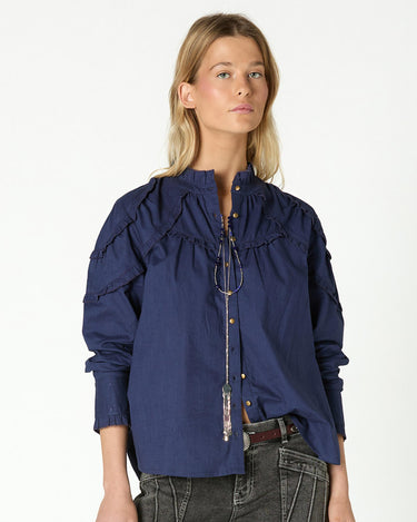 CONTRAST RUFFLE SHIRT