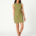 KHAKI STUDDED MIDI DRESS