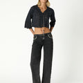 GRAY PEARL BUTTON DENIM