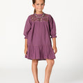 EMBROIDERED DRESS FLOWER FEATHER