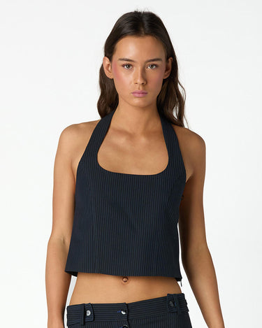 NAVY DIPLOMATIC STRIPE TOP
