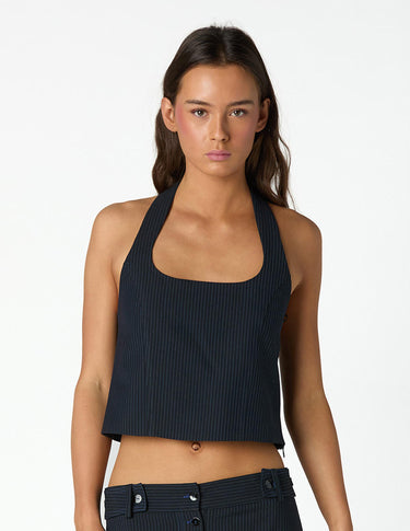 NAVY DIPLOMATIC STRIPE TOP