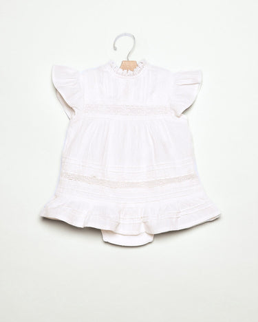 RUFFLE LACE WHITE DRESS