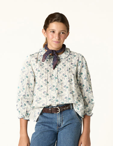 BRIGHT FLOWERS BLUE SHIRT