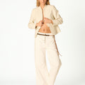 WHITE HIGH-WAIST DENIM PANTS