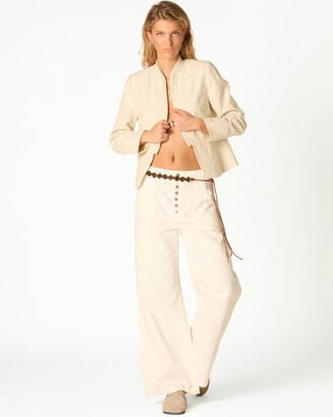 WHITE HIGH-WAIST DENIM PANTS