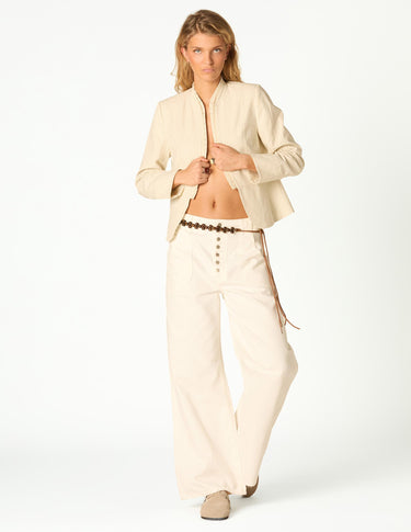 WHITE HIGH-WAIST DENIM PANTS