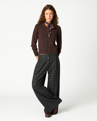 PANTALON PLIEGUE CUADRO ANTRACITA