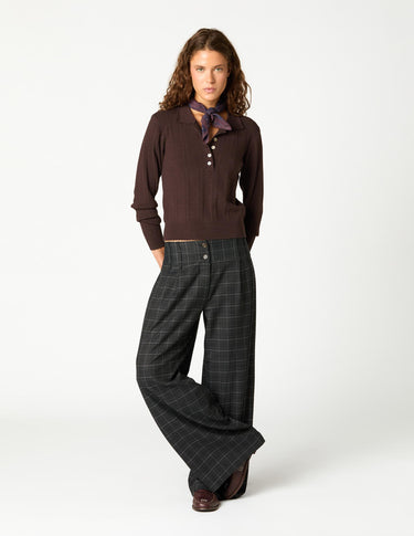 PANTALON PLIEGUE CUADRO ANTRACITA
