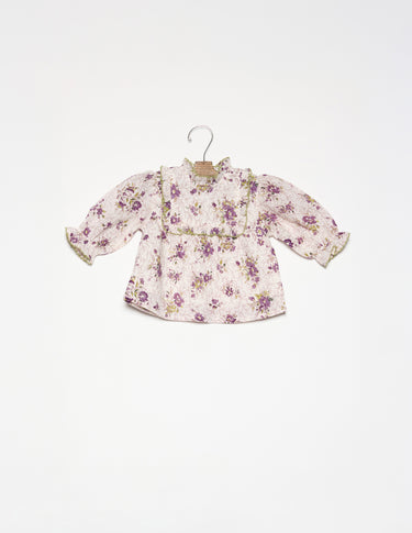CAMISA CANESÚ MANGA VOLANTE BOUQUET PLUM