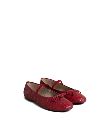 BRAIDED CHERRY-RED BALLET FLATS