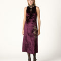 BURGUNDY EMBROIDERED VELVET DRESS