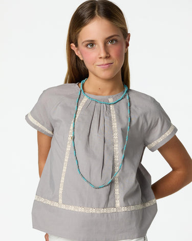 CAMISA MANGA CORTA LACE GRIS