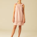 DRAWSTRING RUFFLE DRESS PINK