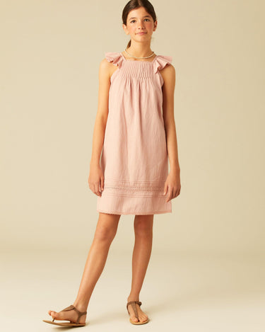 DRAWSTRING RUFFLE DRESS PINK