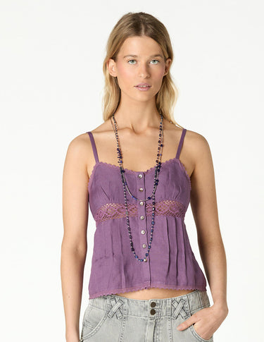 PURPLE DRAWSTRING CAMI TOP