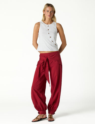RED TIED HAREM TROUSERS
