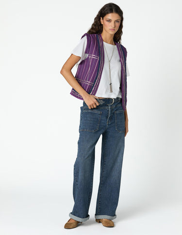 BLUE WAISTBAND BUTTON-UP DENIM