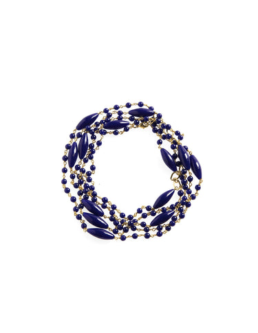 LONG BLUE GLASS NECKLACE