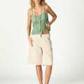 ECRU DENIM SHORTS
