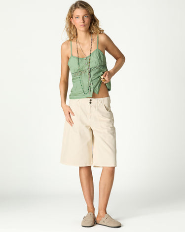 ECRU DENIM SHORTS